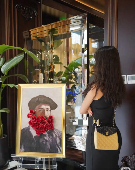 Chanel 中古 竖版方胖子 米白 棱格 羊皮 斜挎包 商品图3