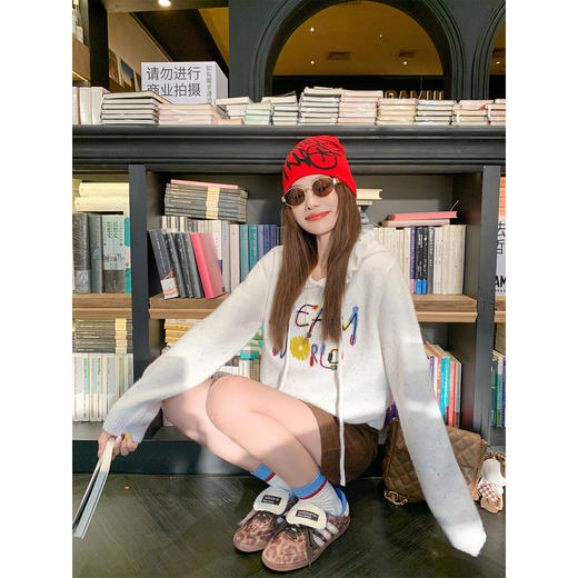 <曾小咸推荐>韩版连帽套头毛衣刺绣款 商品图2