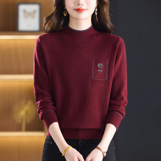 半高领毛衣中年妈妈洋气时尚，上衣针织保暖打底衫CC-101-Y81193 商品图1