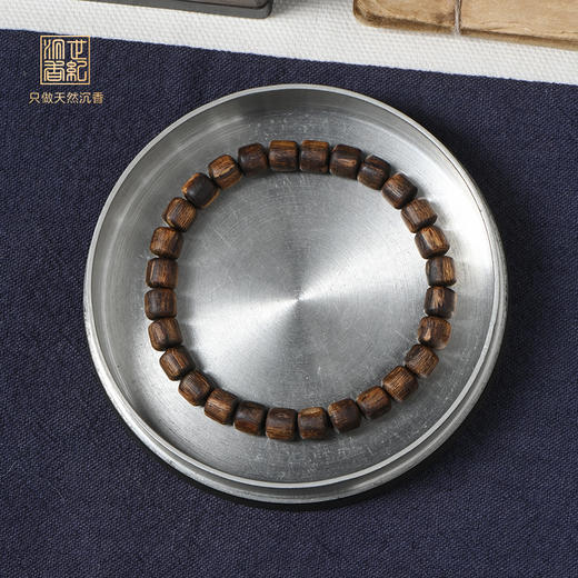 天然芽庄白奇楠桶珠 沉水级 6.5mm*28颗 5.6克 SP12239 商品图0