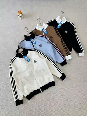 Ad阿迪达斯 三叶草 华夫格秋冬季男女情侣款针织加绒外套夹克