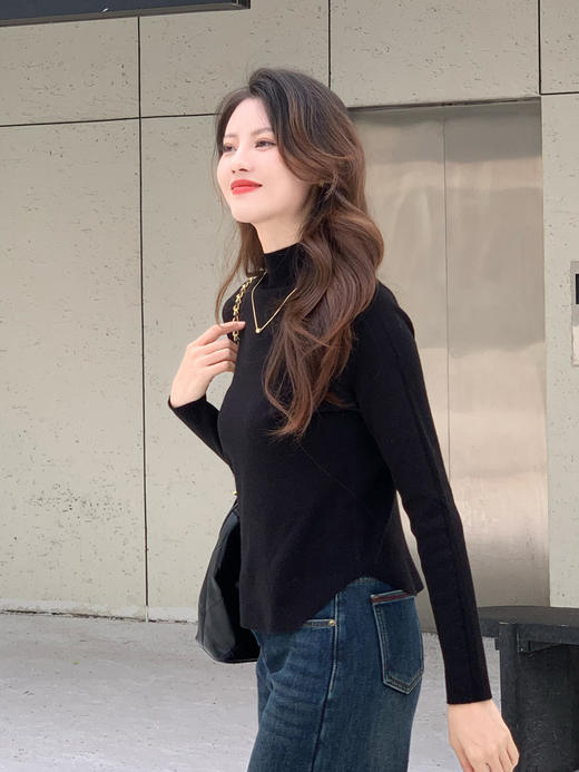 【百图lulu定制】【小金链针织衫】安迪绒  抗起球 半高领 长袖 针织衫 打底衫 商品图9