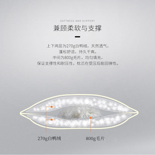 HZ羽绒枕芯 酒店款 1100g 80*50cm 商品图3