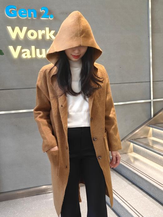 G2000女装FW25商场新款【绵羊毛混纺】连帽针织外套58275311 商品图2