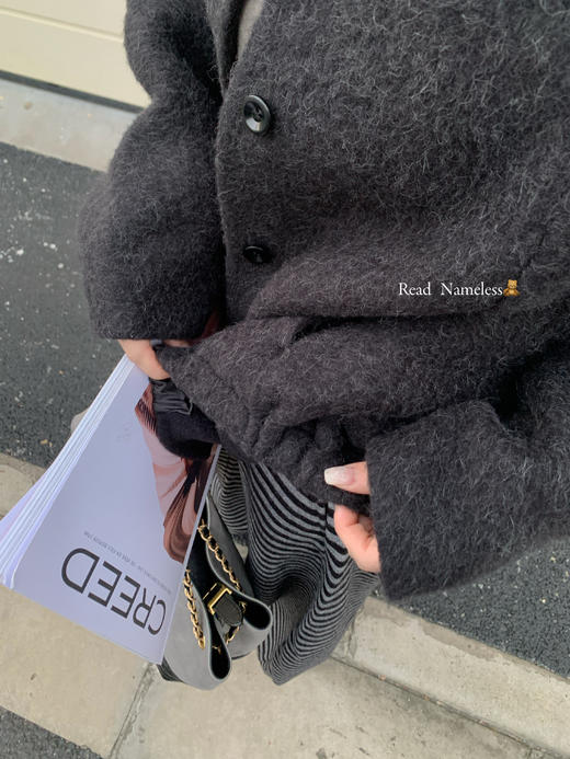 Read Nameless /炭灰苏利羊驼毛短外套+加绒条纹裤（可收脚） 2025/11/24 商品图5