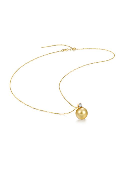 【挚友限定】悦甄 戴妃 18K金南洋金珍珠钻石项链12-13mm  商品图1