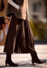 日落金山洒金秋冬百褶醋酸羊毛混纺高腰A字半身裙 商品缩略图2