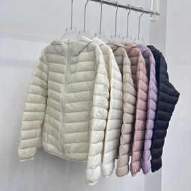 丁摩 排骨轻薄羽绒服女秋冬新款短款连帽时尚外套90白鸭绒5ZF-5018