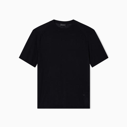EMPORIO ARMANI 阿玛尼 男士羊毛混纺 ASV 平针织圆领短袖T恤 黑色 EM003384 AF18995 UC001 商品图0