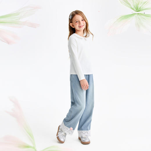 女童翻领长袖针织衫春季新款安奈儿童装EG611575 商品图3