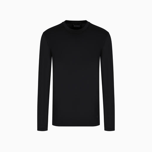EMPORIO ARMANI 阿玛尼 男士 ASV 莱赛尔混纺针织圆领短袖T恤 黑色 8N1TE9 1JUVZ U999 商品图0