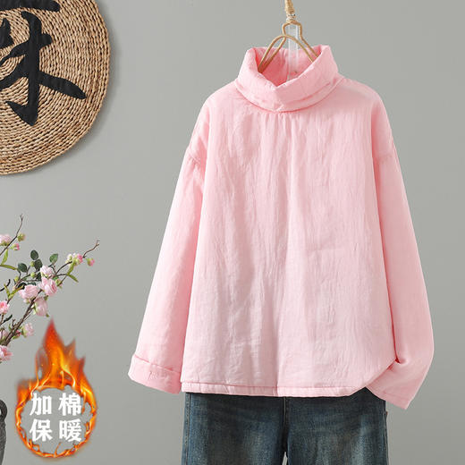 GYH 5656纯色休闲堆堆领纯色简约宽松显瘦加棉棉衣 商品图2