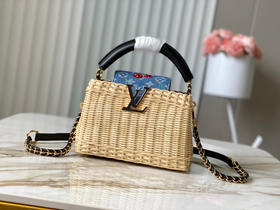 秋冬特惠💰1650 渠道级LV 新品 te级LV 动态芯片 LV X TM CAPUCINES 手袋 M14295/M48865黑色樱桃竹篮 本款Capucines手袋