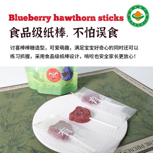 有机蓝莓山楂棒90g/袋|儿童零食棒棒糖水果条配料干净娃娃小吃 商品图3