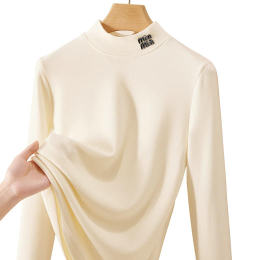 丁摩 新款半高领打底衫女秋冬内搭加绒加厚含蚕丝羊毛保暖中领上衣5ZF-M973 商品图4