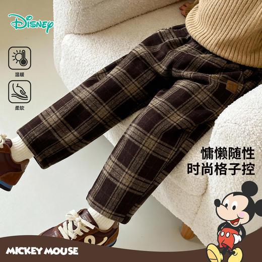 迪士尼男童冬款格子加绒长裤XD4DK029 商品图2