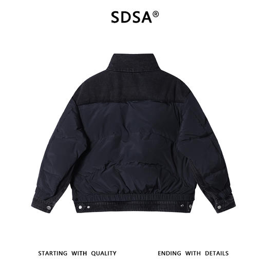 2540010SDSA男士秋冬新款痞帅男装简约纯色拉链立领羽绒服假两件外套百搭 商品图5