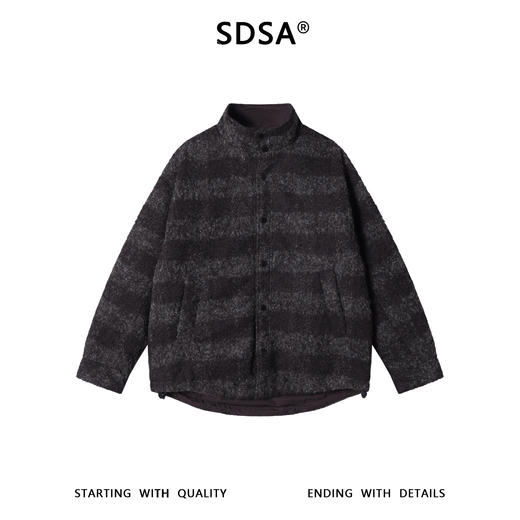 55142SDSA秋冬新款痞帅男装复古撞色条纹立领羽绒服下摆松紧设计百搭 商品图1