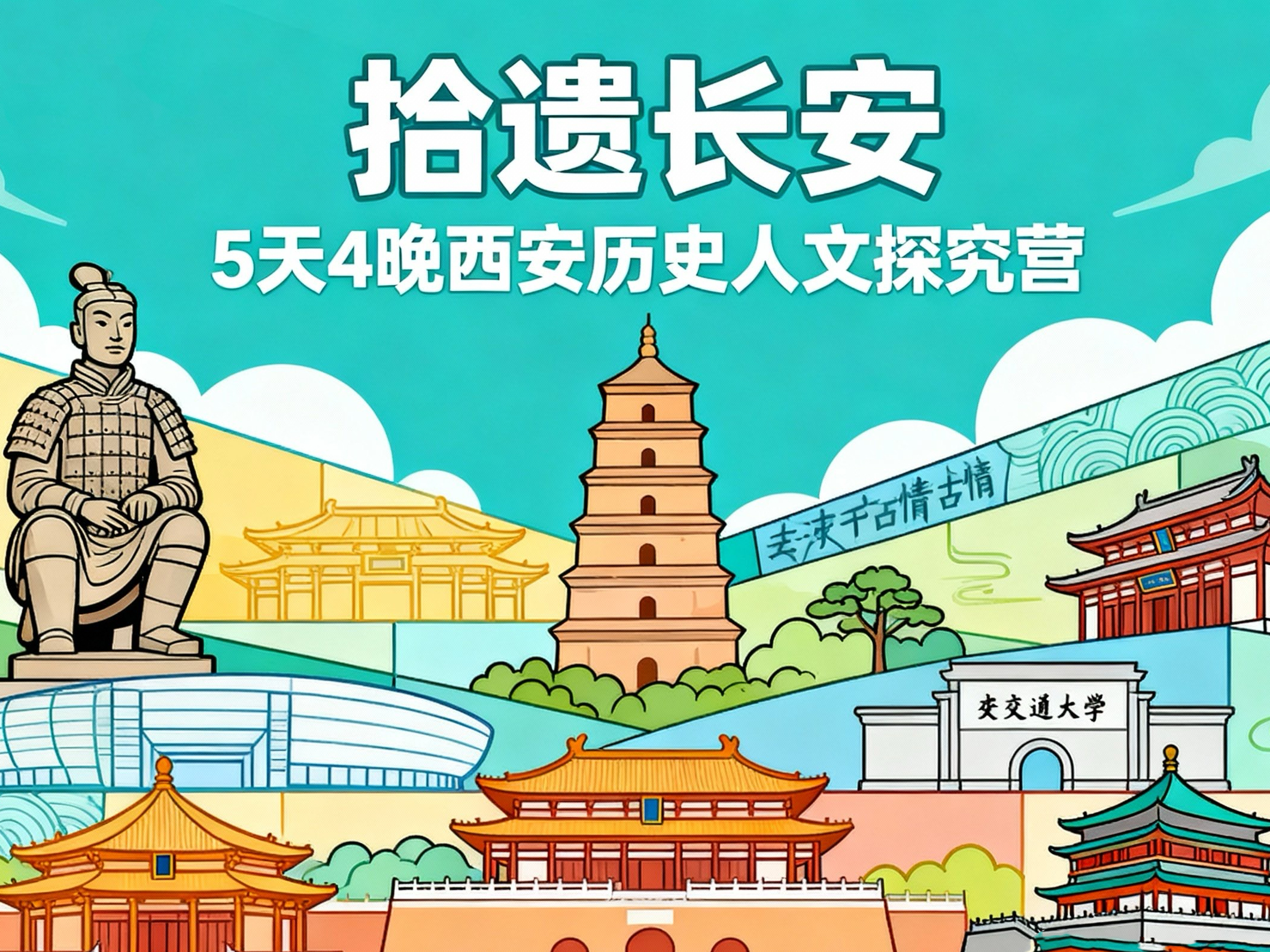 寒假独立营【拾遗长安】5天4晚西安历史人文探究营：原创历史人文课程；打卡兵马俑博物馆+西安博物馆+陕西历史博物馆+大明宫+大唐不夜城；全程研学课程体系、沉浸式活动体验