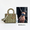 【95新】Dior迪奥Lady Dior手袋绿色金扣四格徽章戴妃手提单肩包女士181125AK16 商品缩略图10