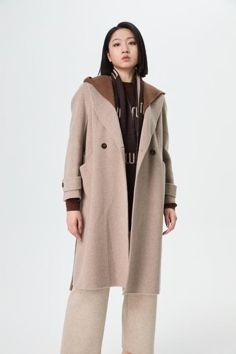 水淼秋冬新款1736连帽气质时尚休闲百搭双面呢宽松 商品图4