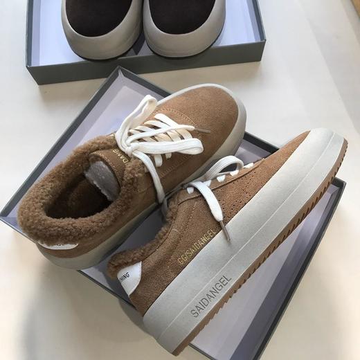 时髦人的加绒保暖休闲鞋~复古高端色系牛皮拼接面包鞋25女冬新款！ 商品图2