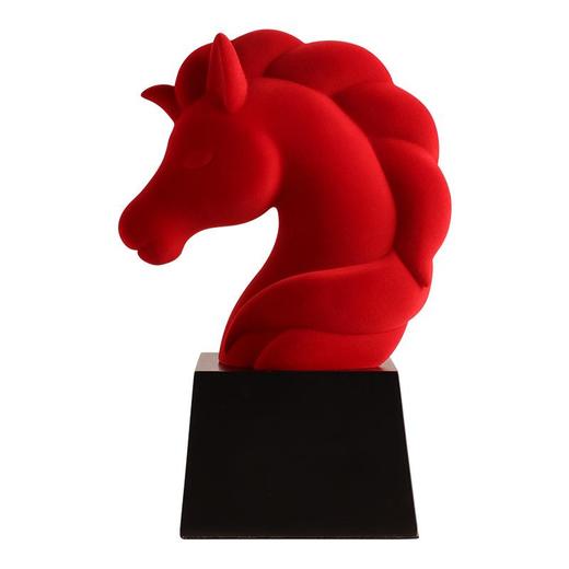 贝汉美创意植绒红色马头摆件办公室桌面装饰品小众艺术马年吉祥物 商品图4