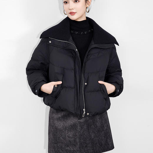 「高货wl」全新升级【铂金会员625/天猫839/差价214】(00207)洛诗琳气质针织翻领羽绒服2025冬季新款加厚保暖短外套 商品图2