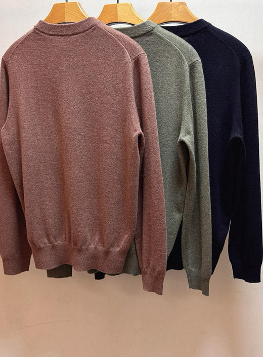 1124-5 纯色老钱风 lp 25秋冬 螺纹圆领 男士纯色羊绒针织衫 商品图7