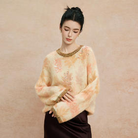 QH605斯尔丽25新款松弛慵懒甜美软糯圆领宽松显瘦上衣