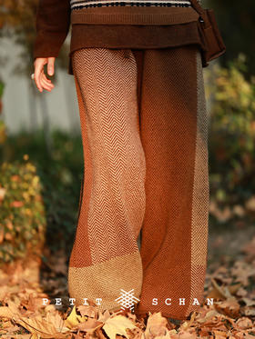 PETIT SCHAN小闪 CLO#969 Piece together 东拼西凑 绵羊毛拼色彩点松紧腰针织直筒裤