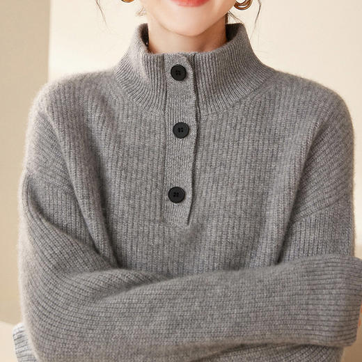 温暖如初~重磅加厚羊绒衫女100%山羊绒套头毛衣宽松打底衫 商品图4