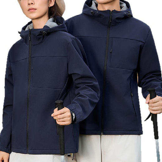 跃牌【跃LEAP-ACTIVE】秋冬冲锋衣软壳男女防风防水一体连帽加绒加厚登山服上衣2578 商品图4