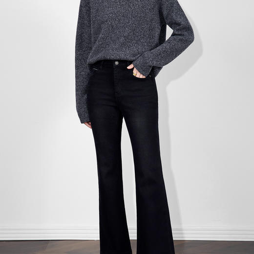 「高货wl」全新升级【铂金会员247/天猫329/差价82】(01214)洛诗琳高腰复合厚绒磨白牛仔裤2025冬季新款显瘦微喇女 商品图0