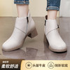 丁摩 秋冬季粗中跟软底头层牛皮加绒保暖短靴女单靴5ZF-7233 商品缩略图1