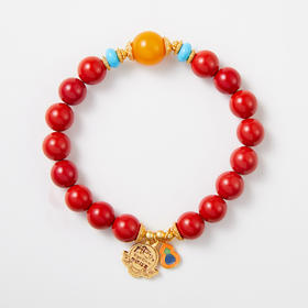 朱砂蜜蜡挂坠手串