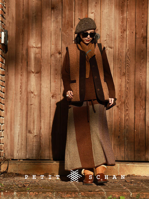 PETIT SCHAN小闪 CLO#967 Piece together 东拼西凑 绵羊毛拼色彩点松紧腰针织半身裙 商品图2