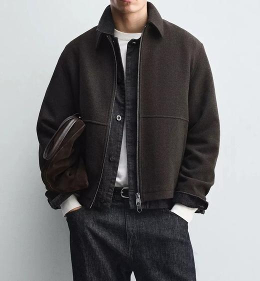 2025秋冬新款男士休闲翻领毛呢呢子夹克冬季短款羊毛外套 商品图1