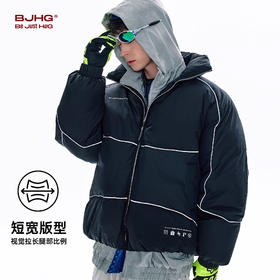 BJHG不计后果机能羽绒服男款冬美式运动外套90绒面包服反光外套女