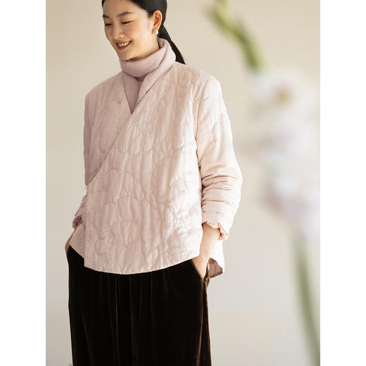 牧衣游原创 机绣丝棉棉衣新款粉色减龄宽松百搭复古薄款棉服 独酌 商品图2