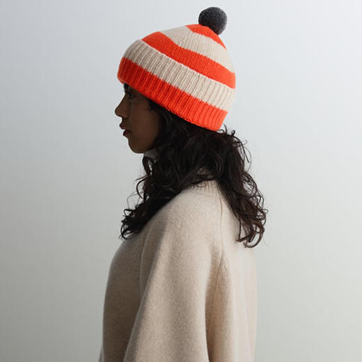 JO GORDON Stripe Pompom Hat 羊羔毛彩色条纹蓬蓬帽 毛线帽 商品图0