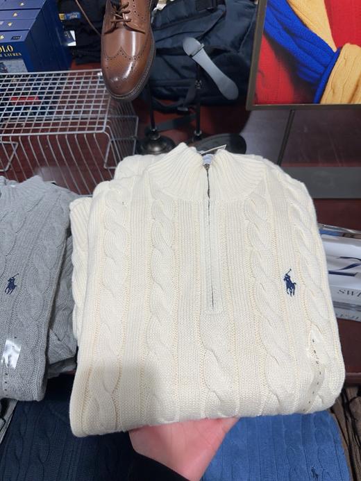到手价1399元 陈伟霆同款 Polo Ralph Lauren拉夫劳伦男士半拉链麻花毛衣 美国代购，无中文标签，介意慎拍 商品图6
