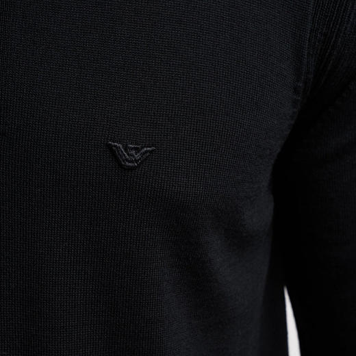 EMPORIO ARMANI 阿玛尼 男士小鹰徽标刺绣纯羊毛长袖Polo针织衫 黑色 EM001512 AF14158 UC001 商品图3