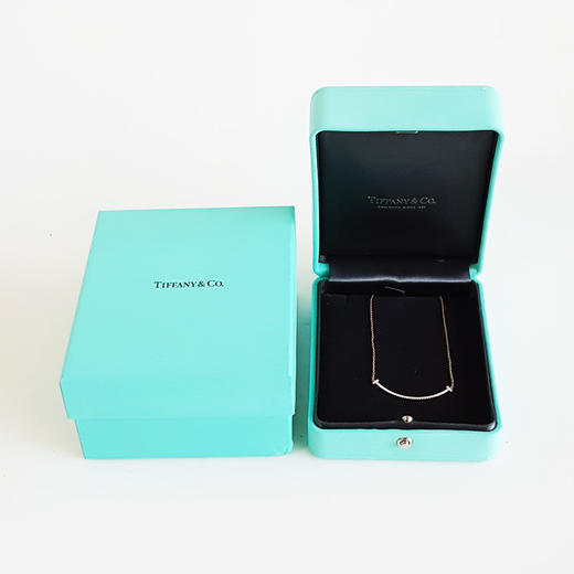 【95新】Tiffany & Co.蒂芙尼Tiffany T 系列小号18K玫瑰金满钻笑脸Smile项链链长约41cm女士101125NJS52 商品图1