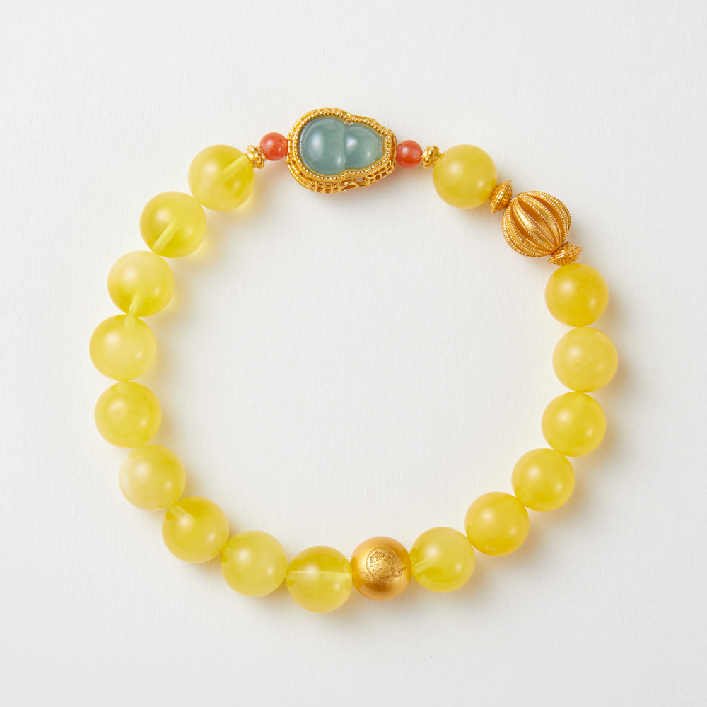 蜜蜡翡翠单圈手串