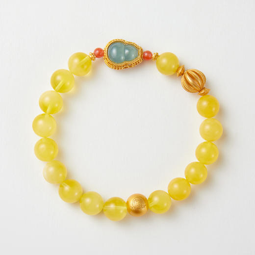 蜜蜡翡翠单圈手串 商品图0