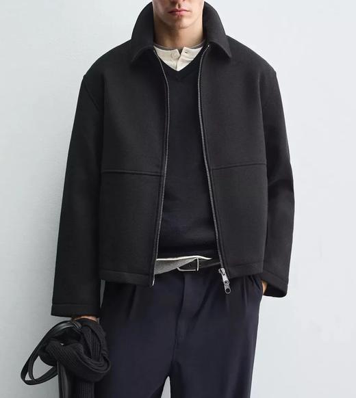 2025秋冬新款男士休闲翻领毛呢呢子夹克冬季短款羊毛外套 商品图0