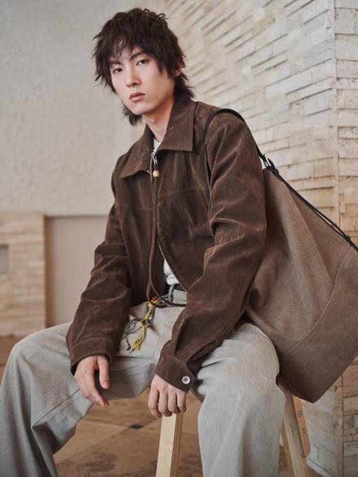 共和GongheRepub/GH24045/「松烟」短绒深咖麂皮夹克 商品图0