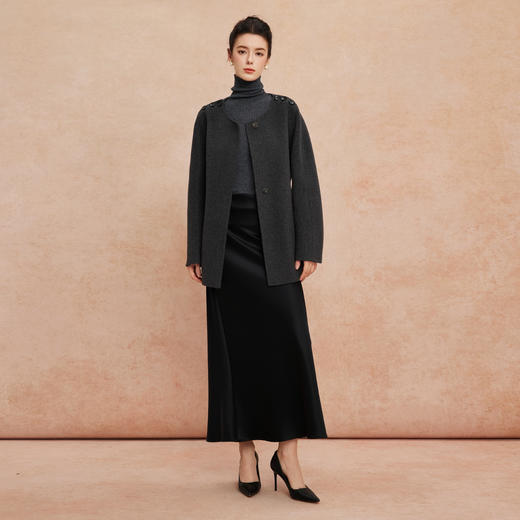 QH959斯尔丽25新款高质韩系肩部显精神显瘦利落手工双面一手长大衣 商品图8