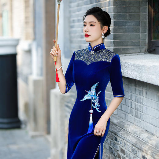 秋冬款金丝绒高端走秀舞台表演大码改良演出服	 25111501 商品图0